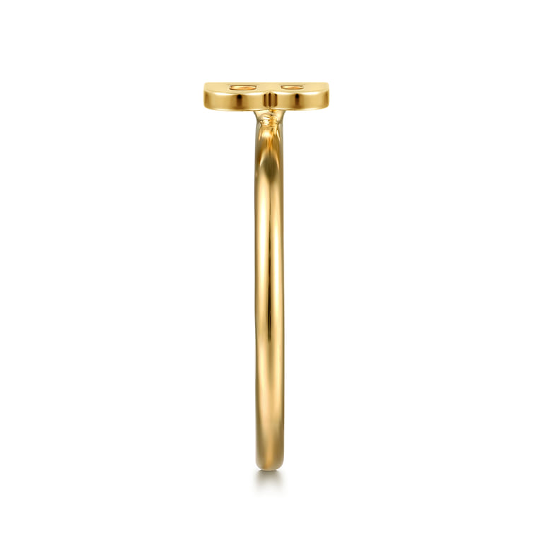 14K Yellow Gold Initial B Stackable Ring - Shot 4