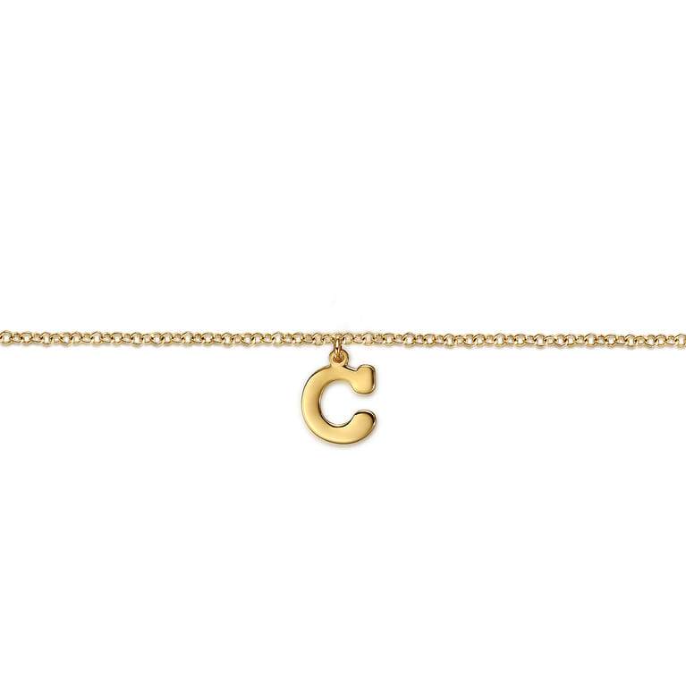 14K Yellow Gold Initial C Bracelet - Shot 2