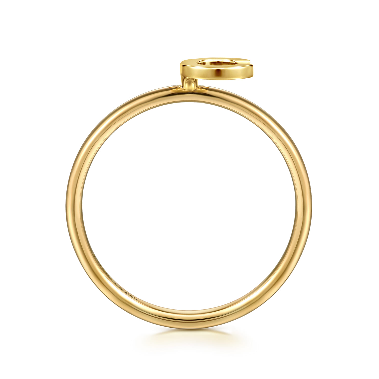 14K Yellow Gold Initial C Stackable Ring - Shot 2