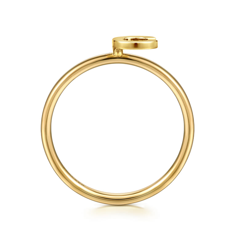 14K Yellow Gold Initial C Stackable Ring - Shot 2