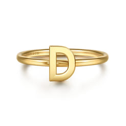 14K Yellow Gold Initial D Stackable Ring