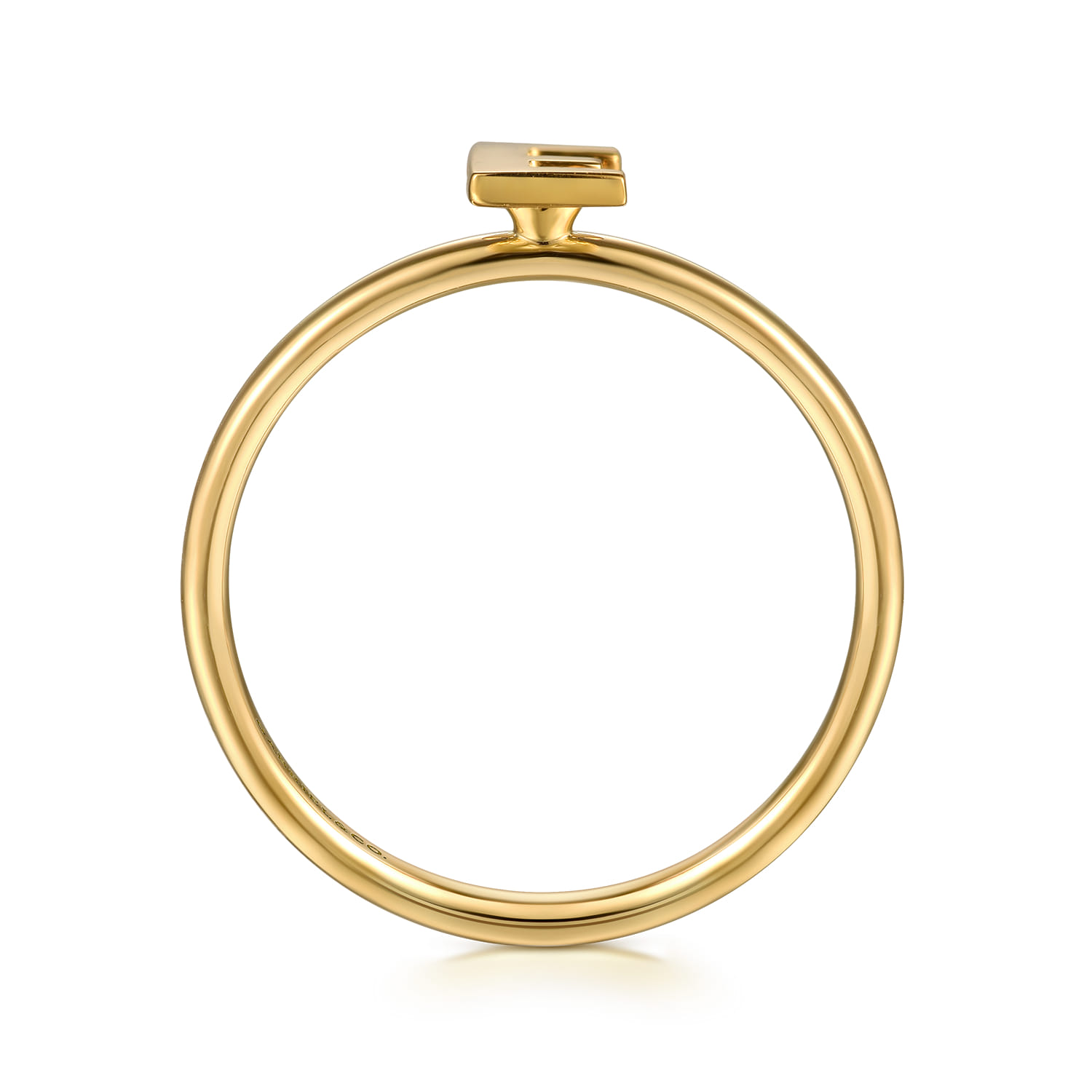 14K Yellow Gold Initial E Stackable Ring - Shot 2