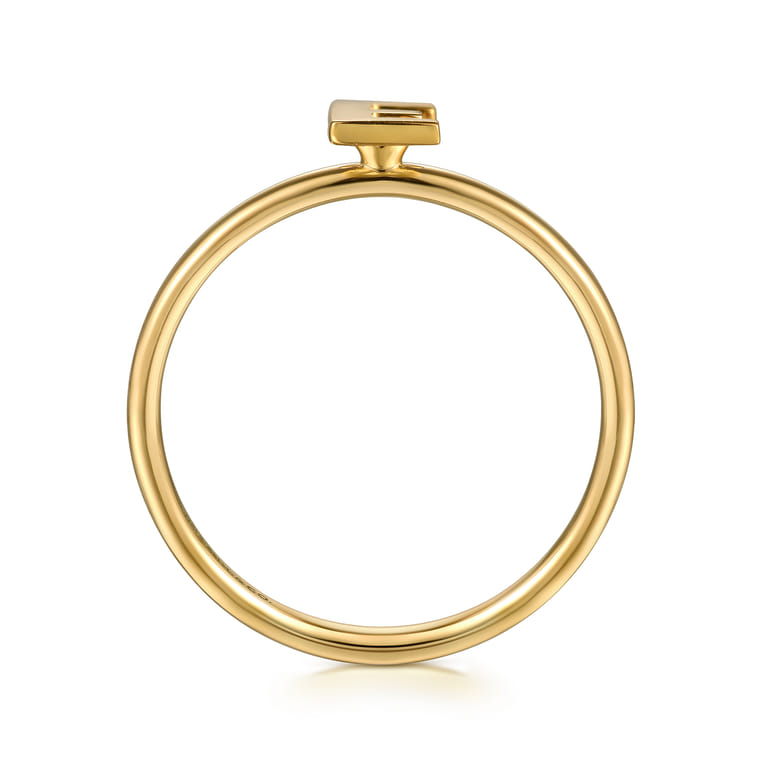 14K Yellow Gold Initial E Stackable Ring - Shot 2