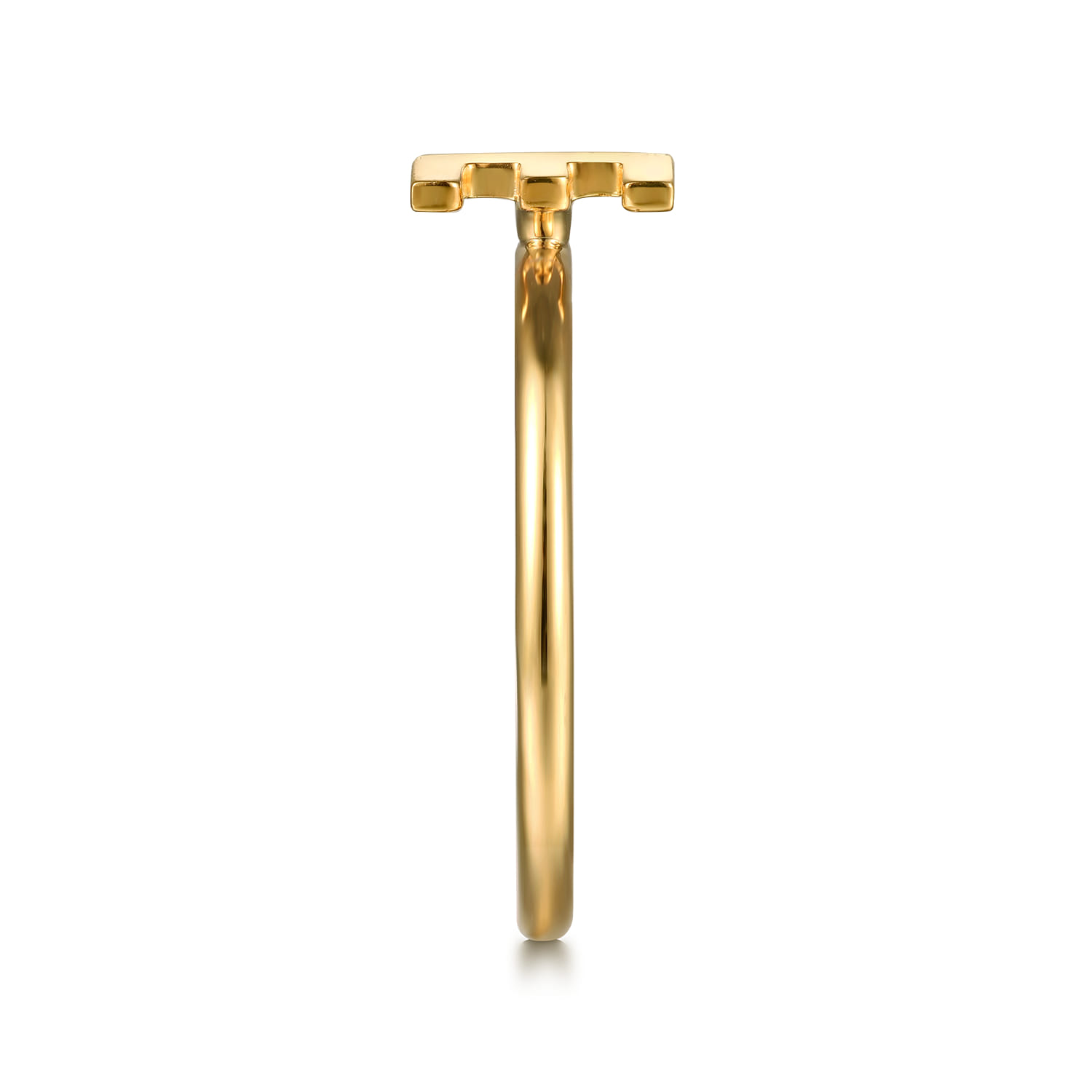 14K Yellow Gold Initial E Stackable Ring - Shot 4