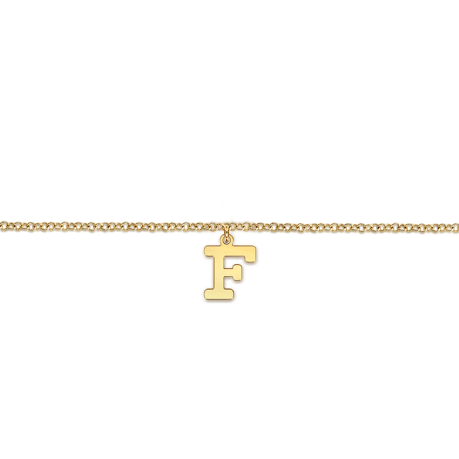 14K Yellow Gold Initial F Bracelet - Shot 2