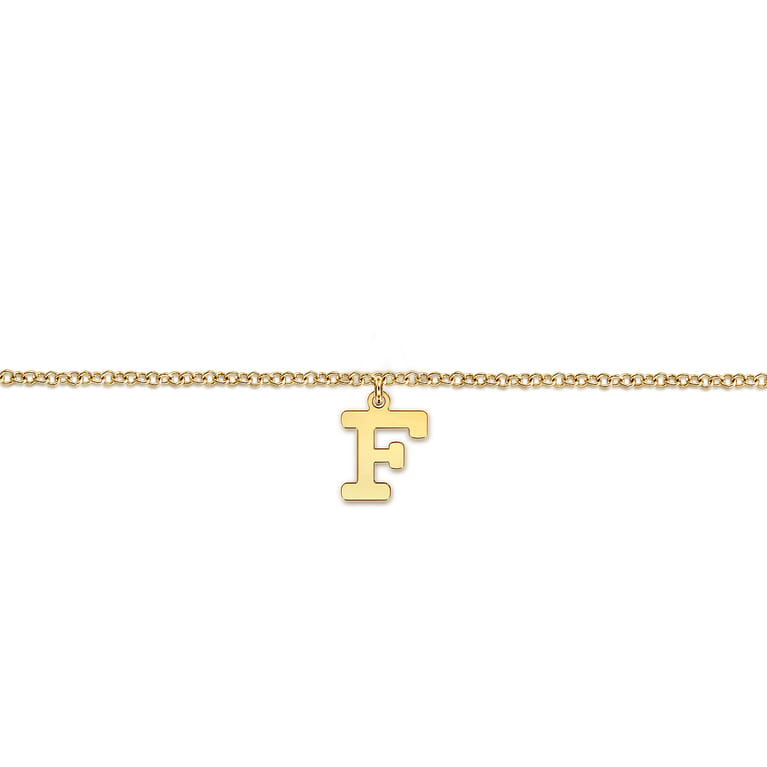 14K Yellow Gold Initial F Bracelet - Shot 2