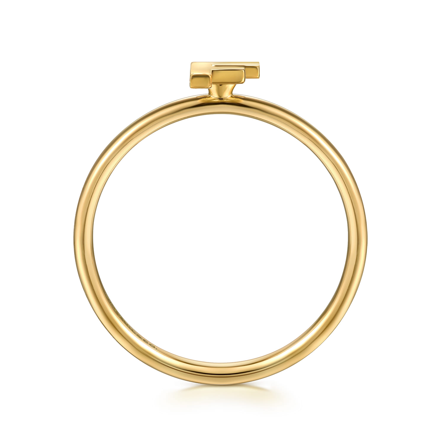 14K Yellow Gold Initial F Stackable Ring - Shot 2
