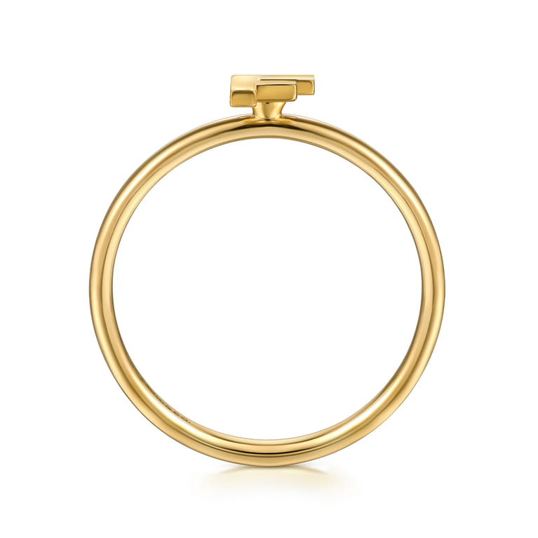 14K Yellow Gold Initial F Stackable Ring - Shot 2