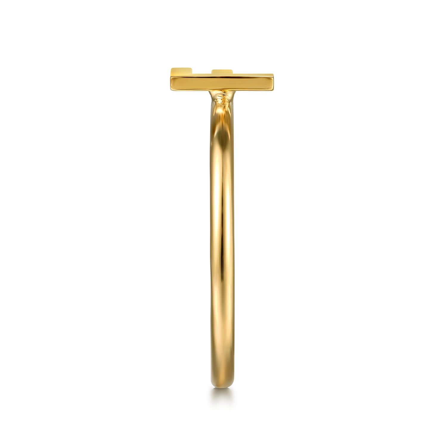 14K Yellow Gold Initial F Stackable Ring - Shot 4