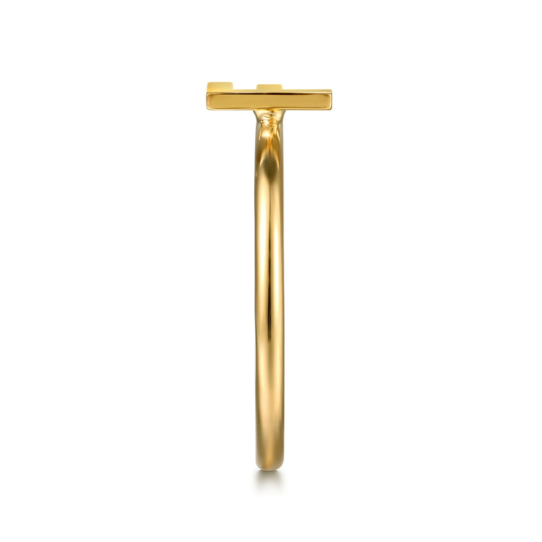 14K Yellow Gold Initial F Stackable Ring - Shot 4