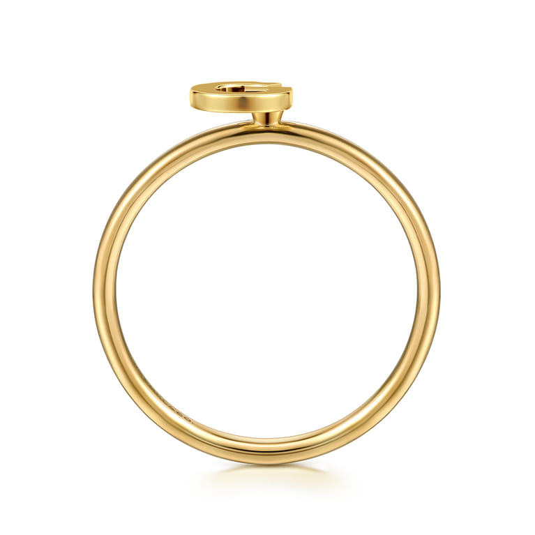 14K Yellow Gold Initial G Stackable Ring - Shot 2