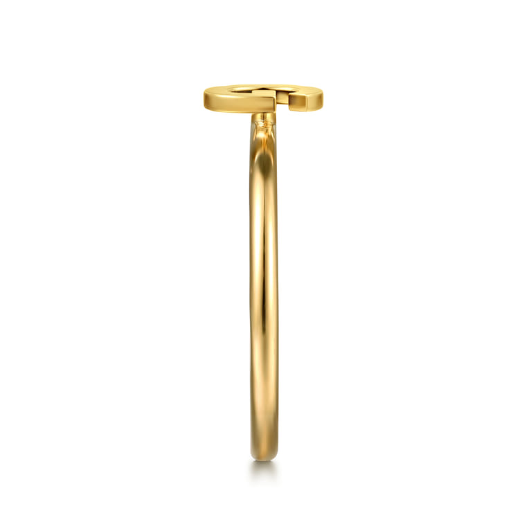 14K Yellow Gold Initial G Stackable Ring - Shot 4