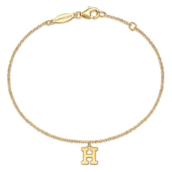 14K Yellow Gold Initial H Bracelet
