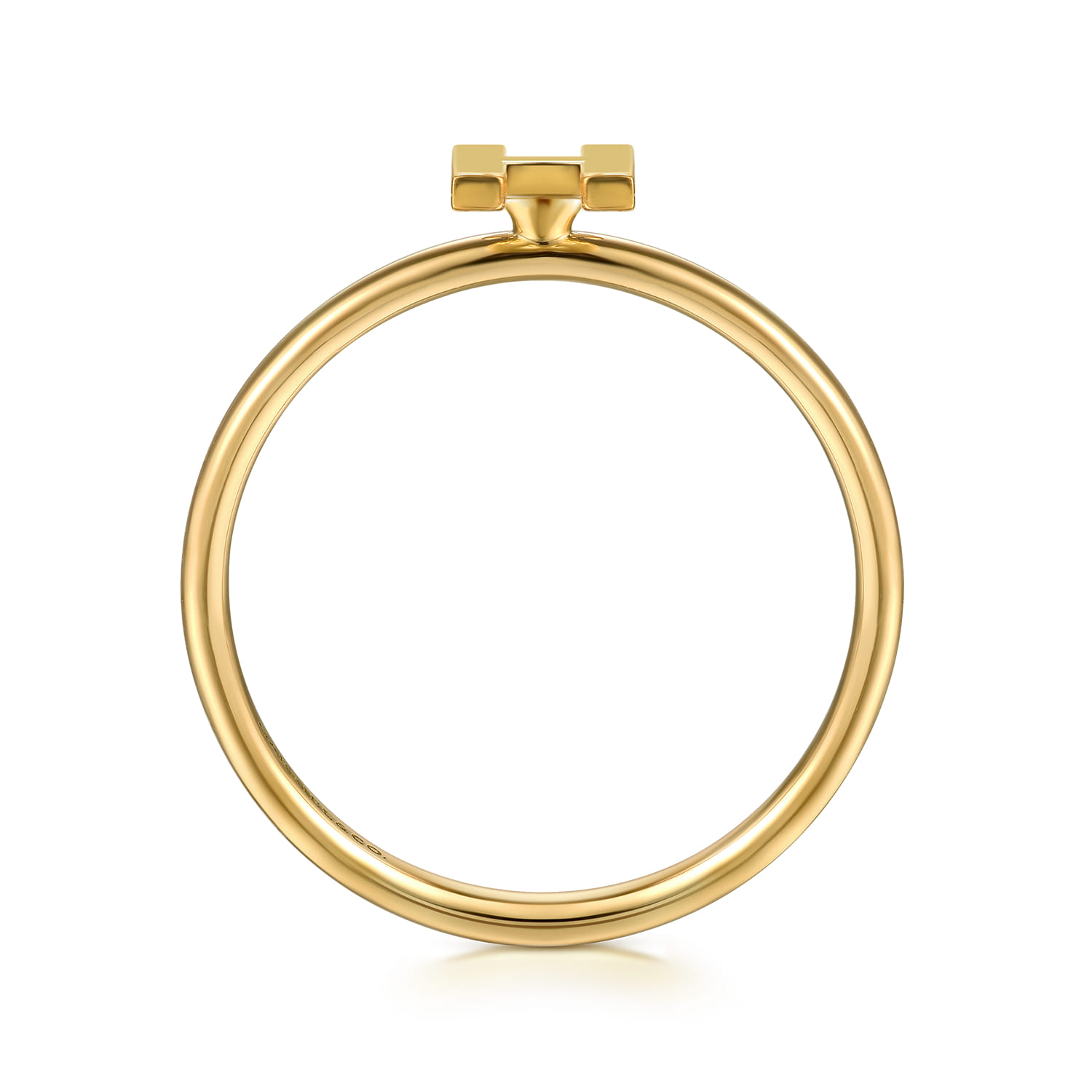 14K Yellow Gold Initial H Stackable Ring - Shot 2