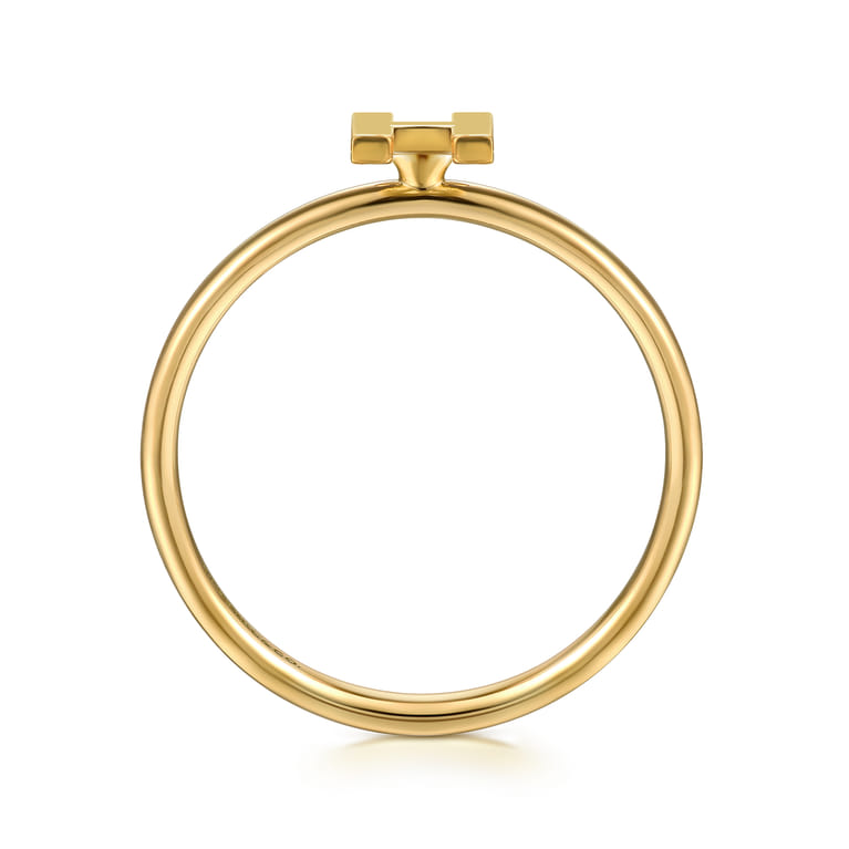 14K Yellow Gold Initial H Stackable Ring - Shot 2