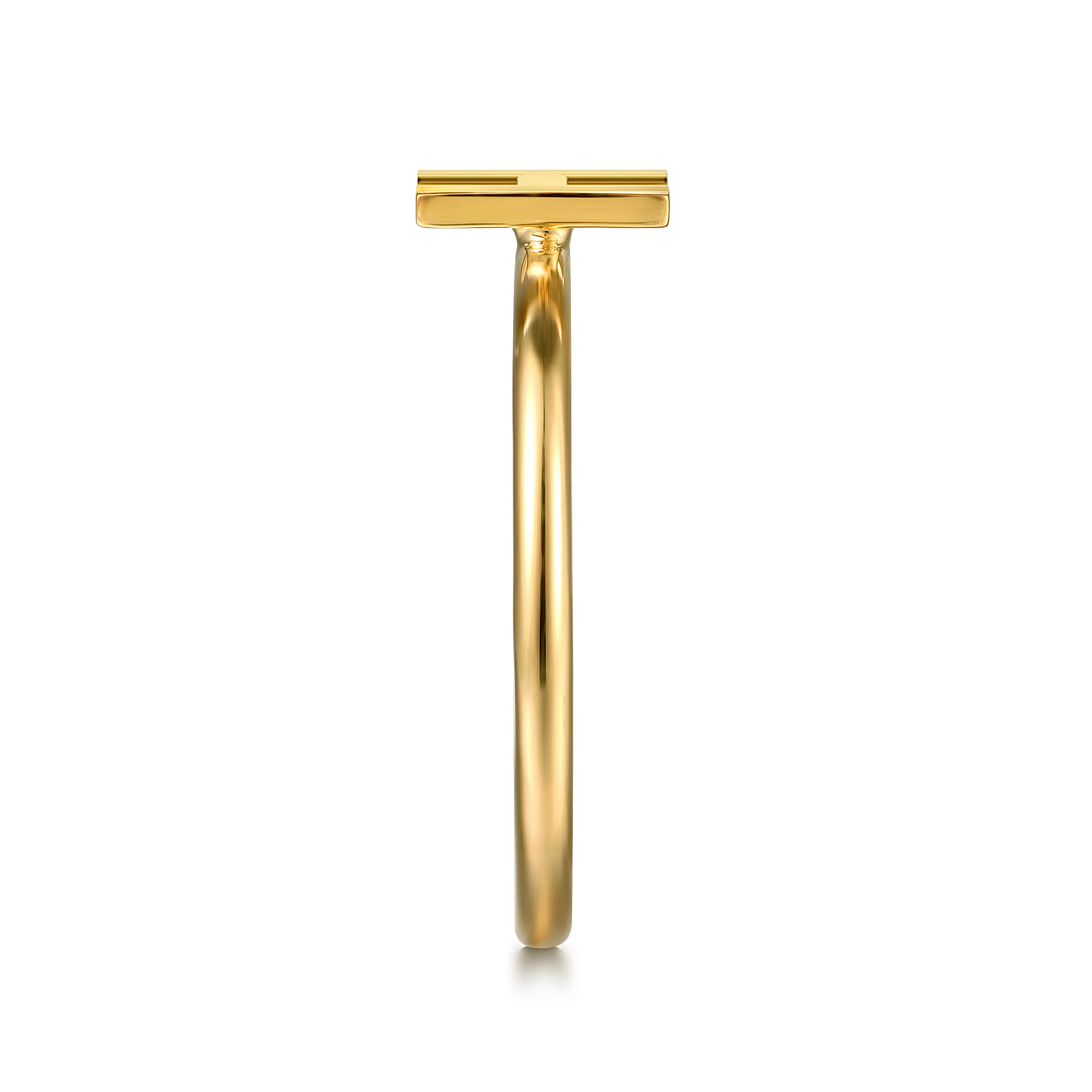 14K Yellow Gold Initial H Stackable Ring - Shot 4