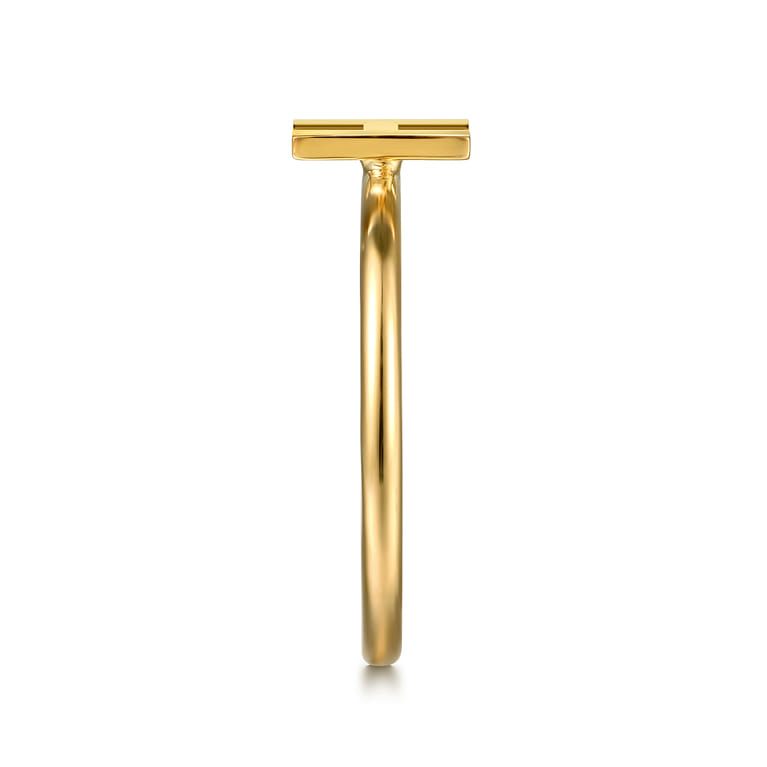 14K Yellow Gold Initial H Stackable Ring - Shot 4