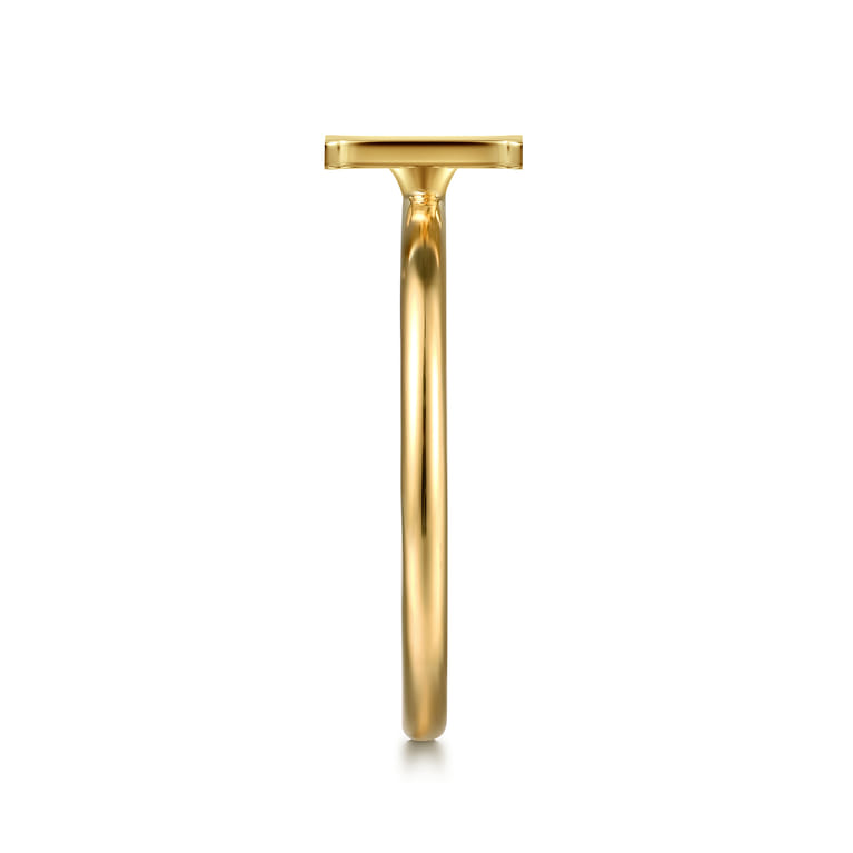 14K Yellow Gold Initial I Stackable Ring - Shot 4