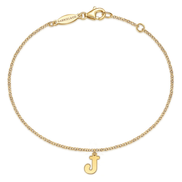 14K Yellow Gold Initial J Bracelet - Shot 1