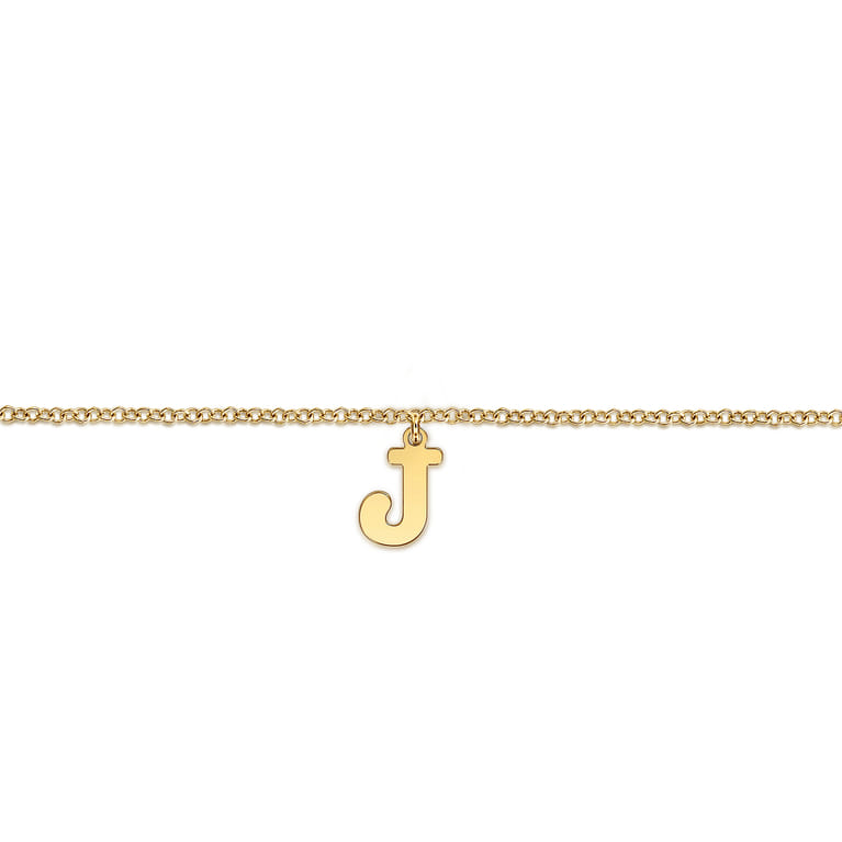 14K Yellow Gold Initial J Bracelet - Shot 2