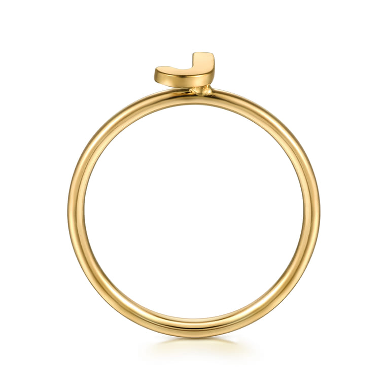 14K Yellow Gold Initial J Stackable Ring - Shot 2