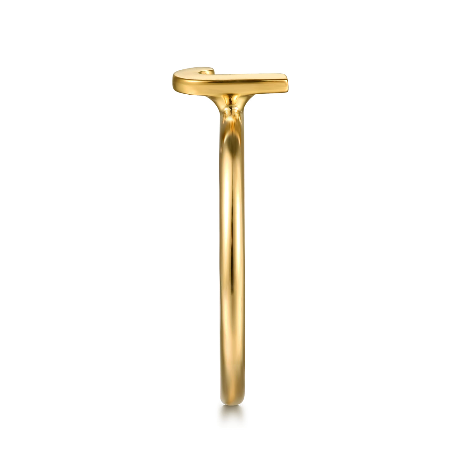 14K Yellow Gold Initial J Stackable Ring - Shot 4