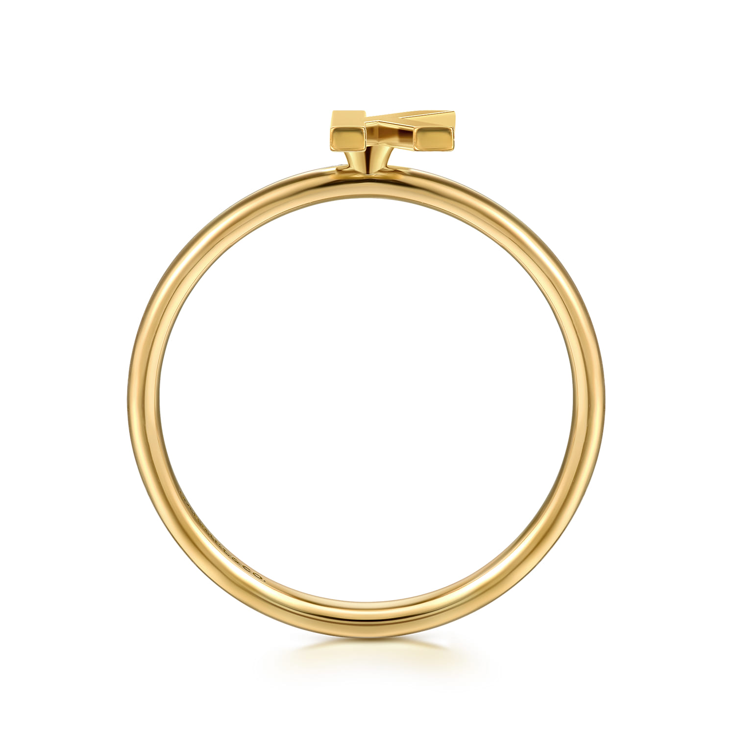 14K Yellow Gold Initial K Stackable Ring - Shot 2