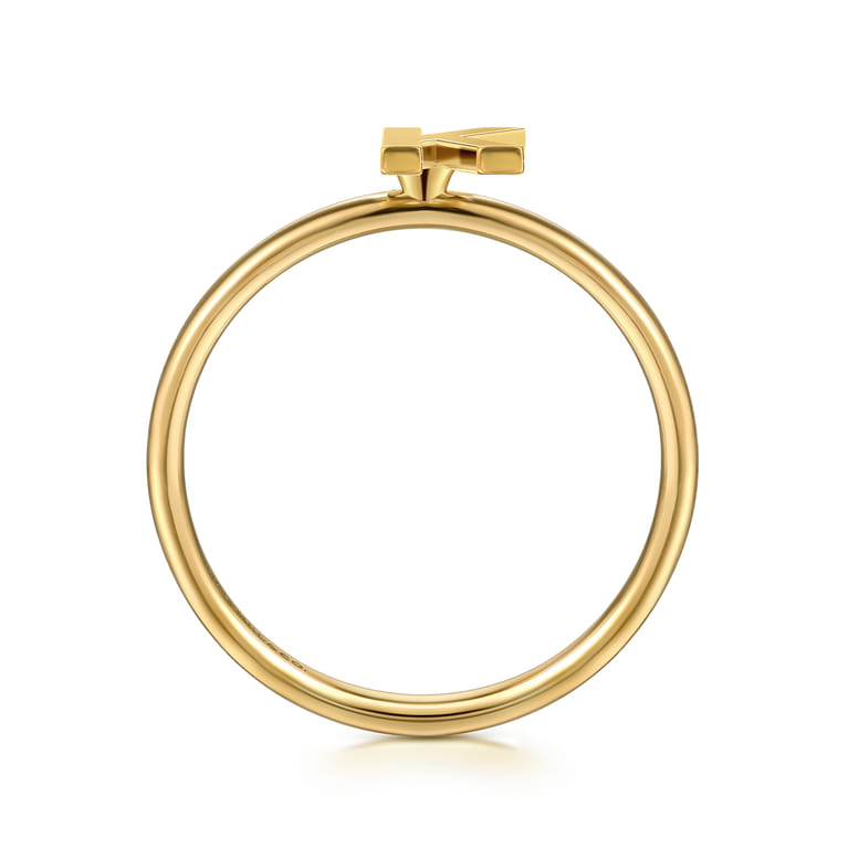 14K Yellow Gold Initial K Stackable Ring - Shot 2