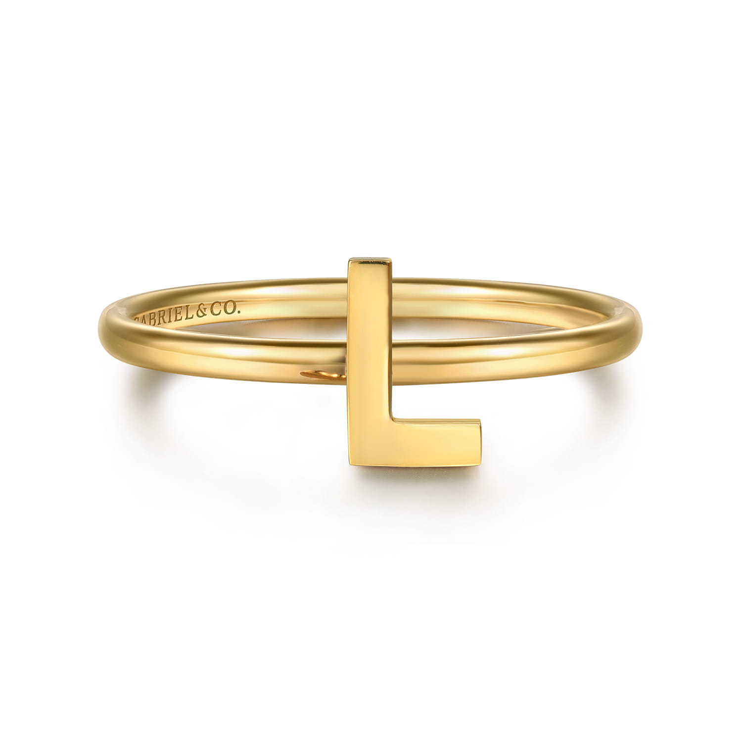 14K Yellow Gold Initial L Stackable Ring - Shot 1