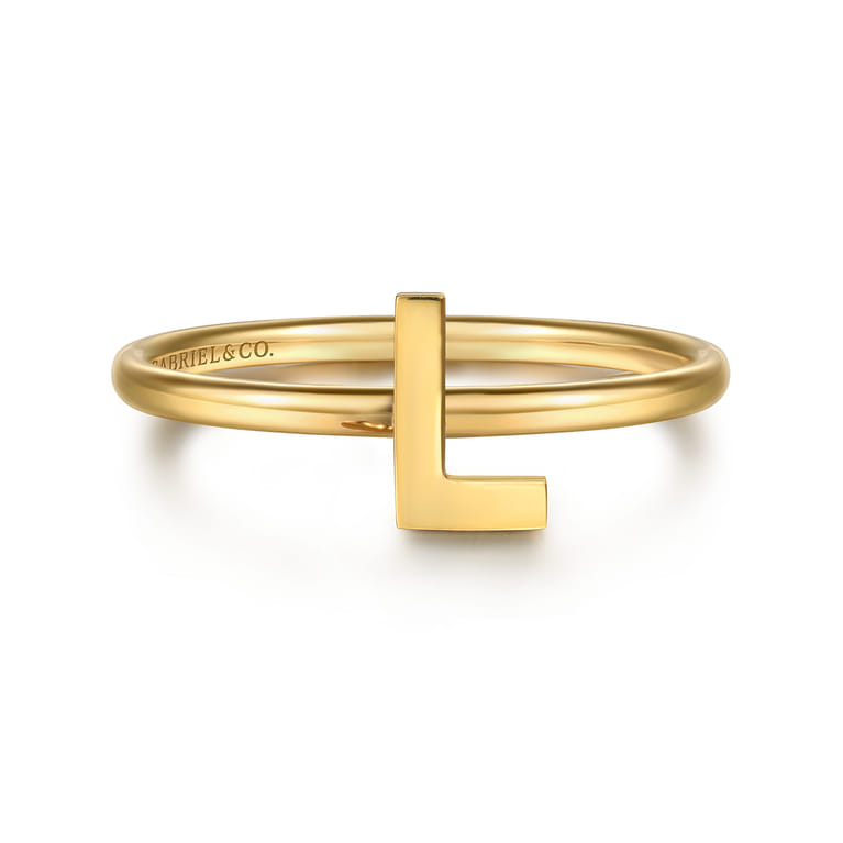 14K Yellow Gold Initial L Stackable Ring - Shot 1