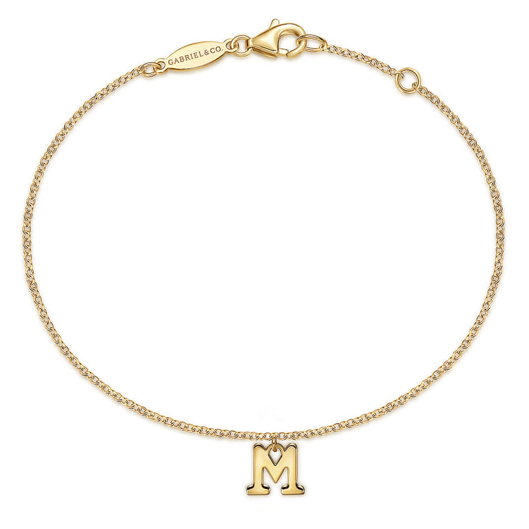 14K Yellow Gold Initial M Bracelet - Shot 1