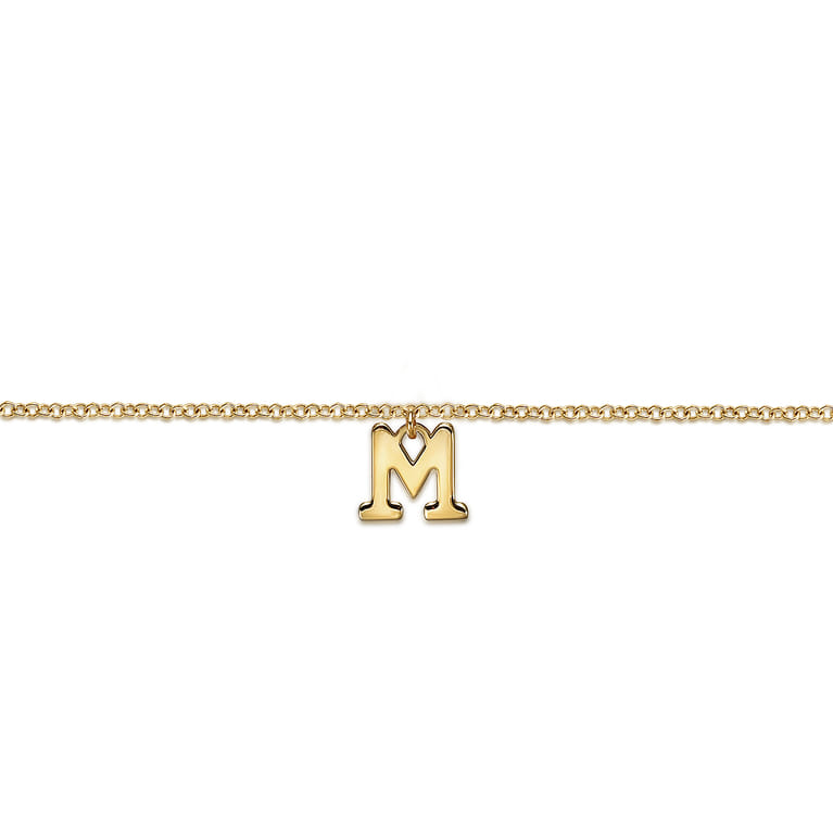 14K Yellow Gold Initial M Bracelet - Shot 2