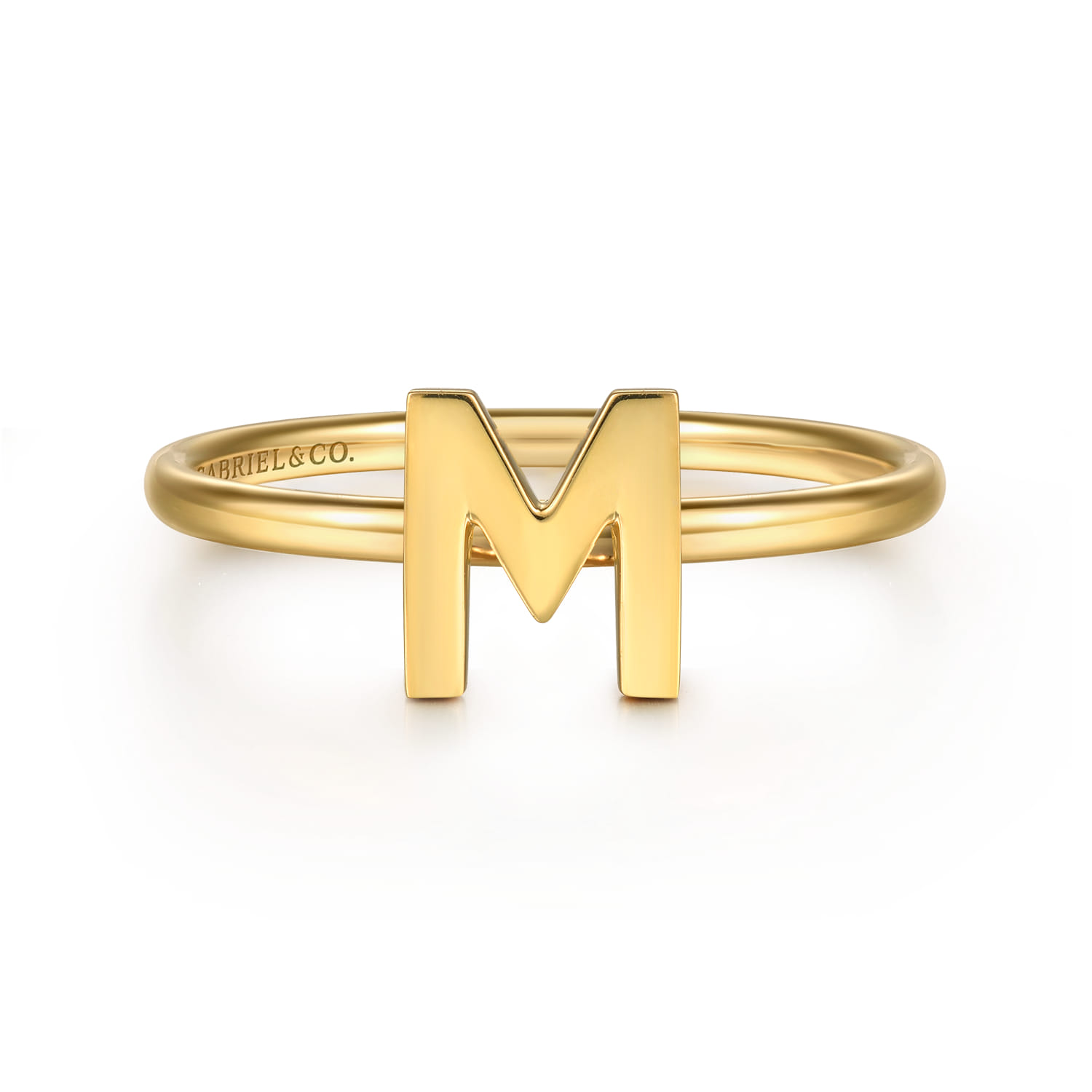 14K Yellow Gold Initial M Stackable Ring - Shot 1