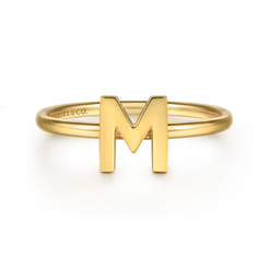 14K Yellow Gold Initial M Stackable Ring