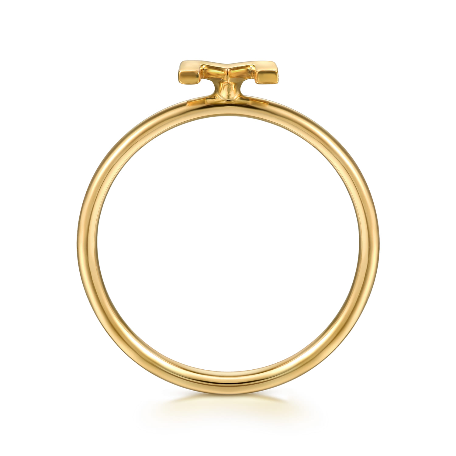 14K Yellow Gold Initial M Stackable Ring - Shot 2