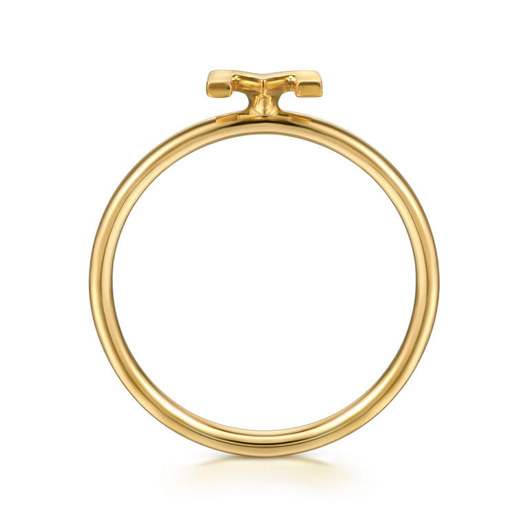 14K Yellow Gold Initial M Stackable Ring - Shot 2