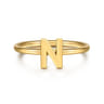 14K Yellow Gold Initial N Stackable Ring