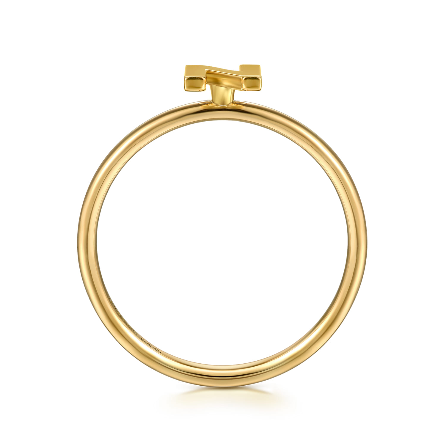 14K Yellow Gold Initial N Stackable Ring - Shot 2