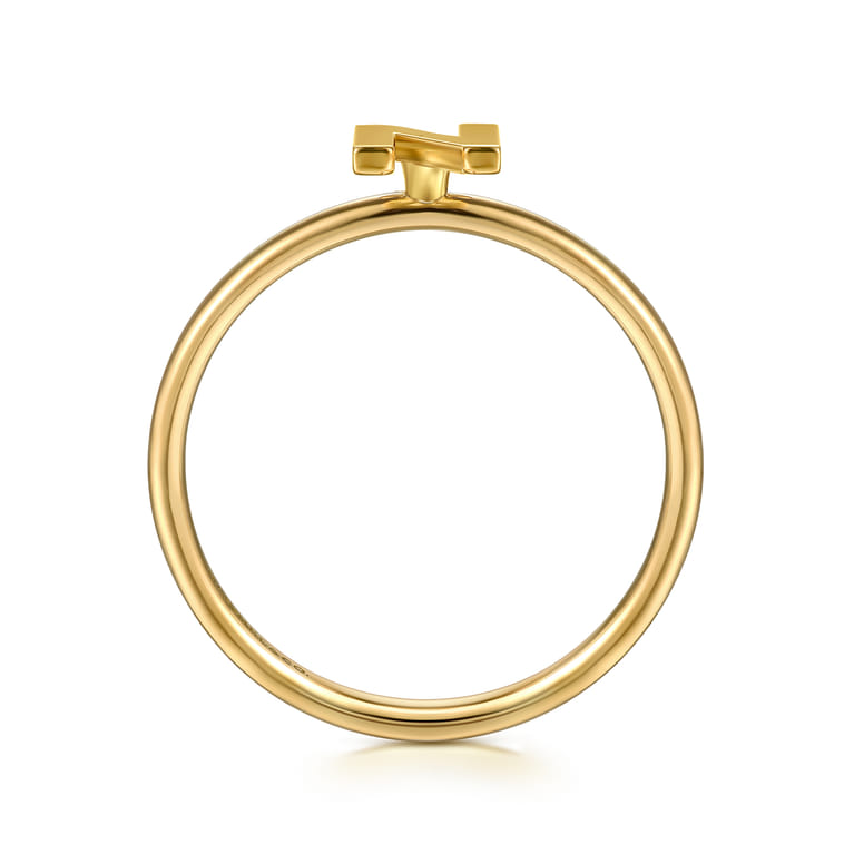 14K Yellow Gold Initial N Stackable Ring - Shot 2