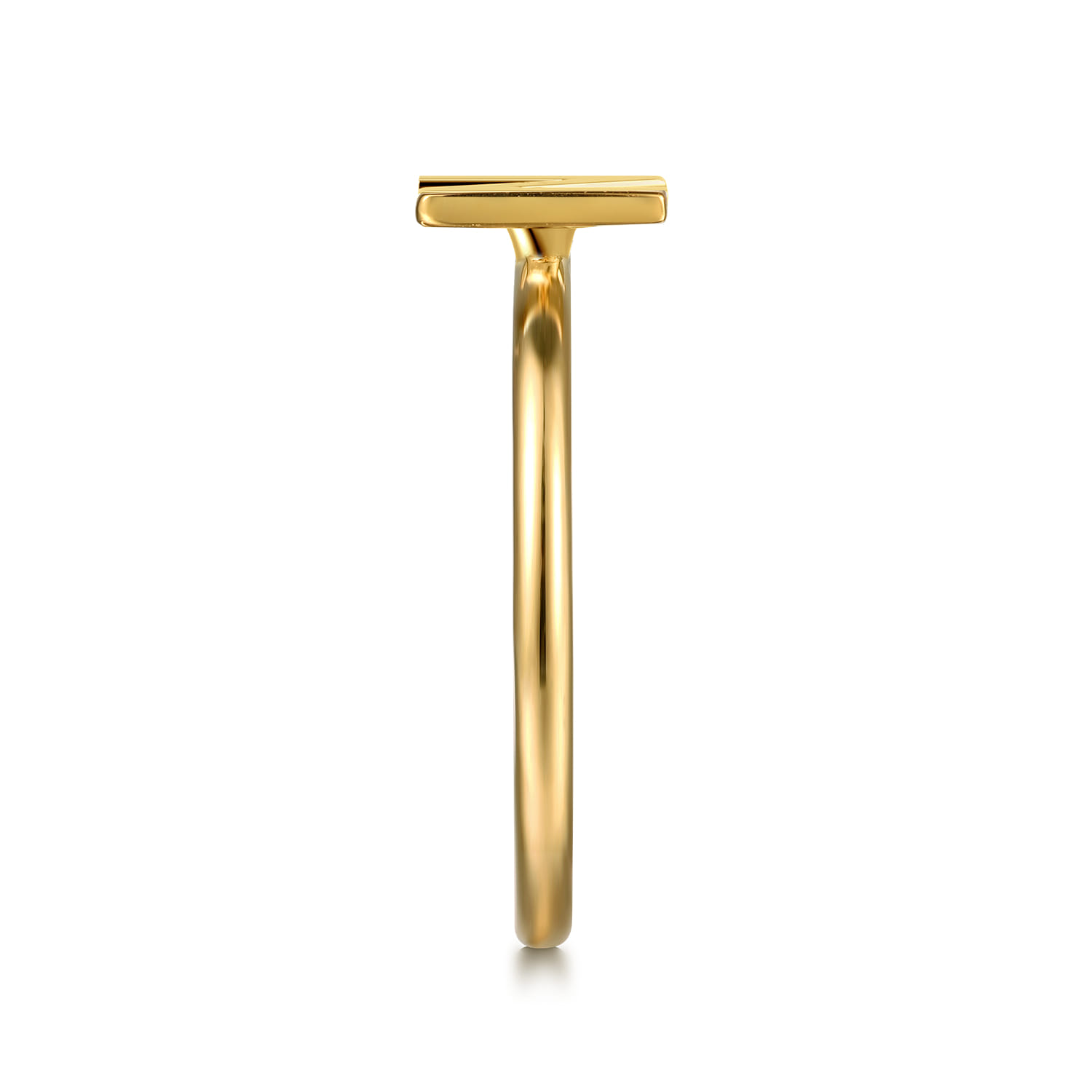 14K Yellow Gold Initial N Stackable Ring - Shot 4