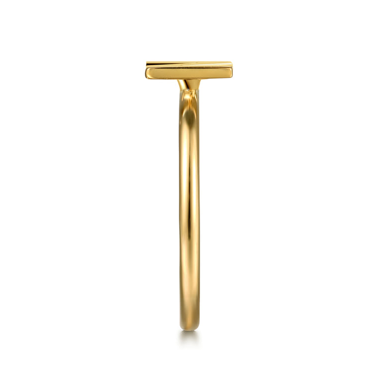 14K Yellow Gold Initial N Stackable Ring - Shot 4