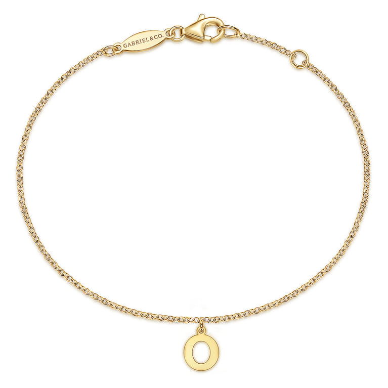 14K Yellow Gold Initial O Bracelet - Shot 1