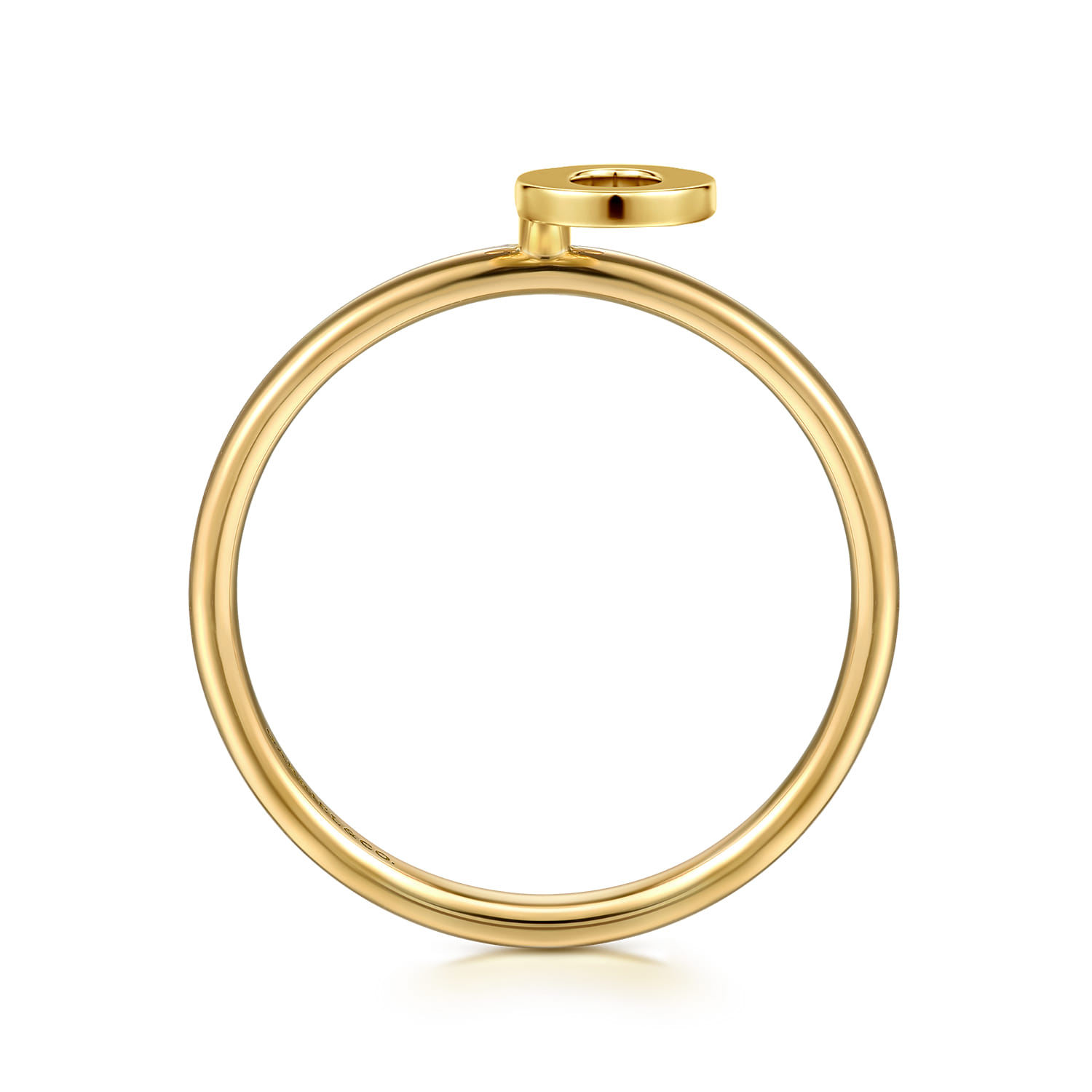 14K Yellow Gold Initial O Stackable Ring - Shot 2