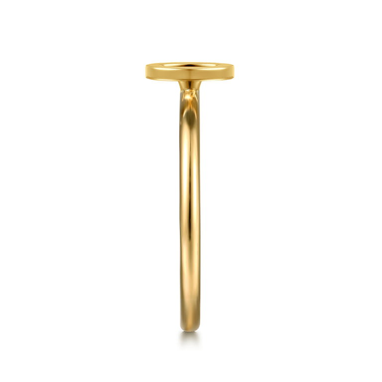 14K Yellow Gold Initial O Stackable Ring - Shot 4