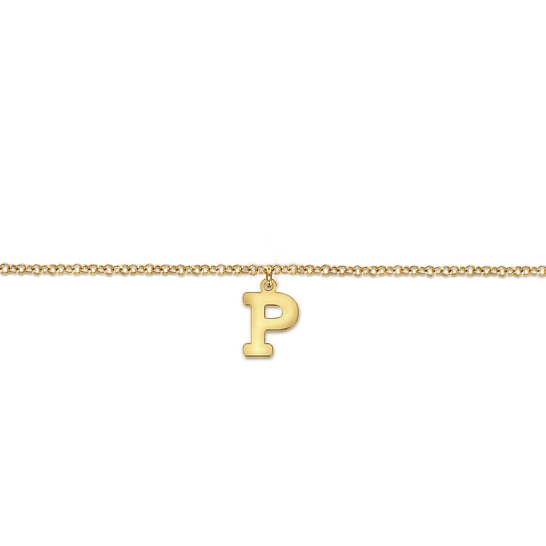 14K Yellow Gold Initial P Bracelet - Shot 2