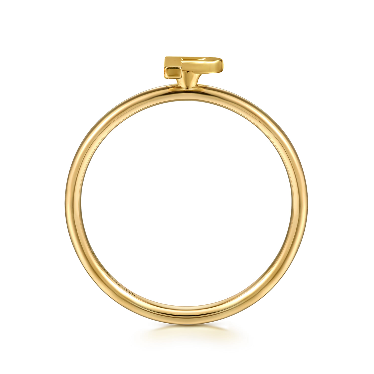 14K Yellow Gold Initial P Stackable Ring - Shot 2