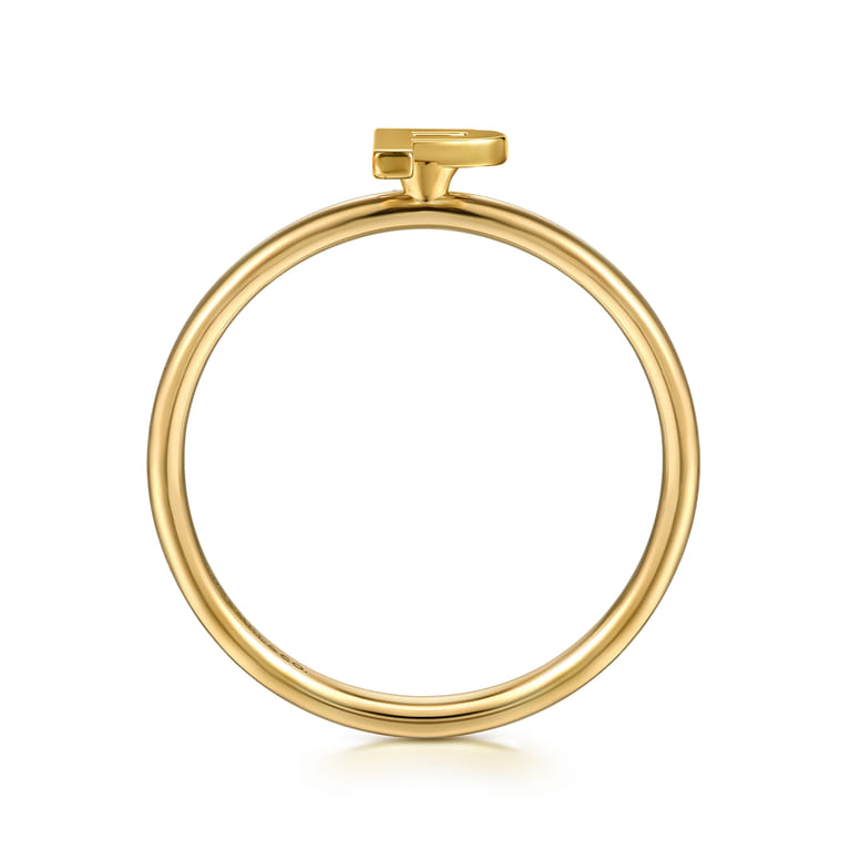 14K Yellow Gold Initial P Stackable Ring - Shot 2