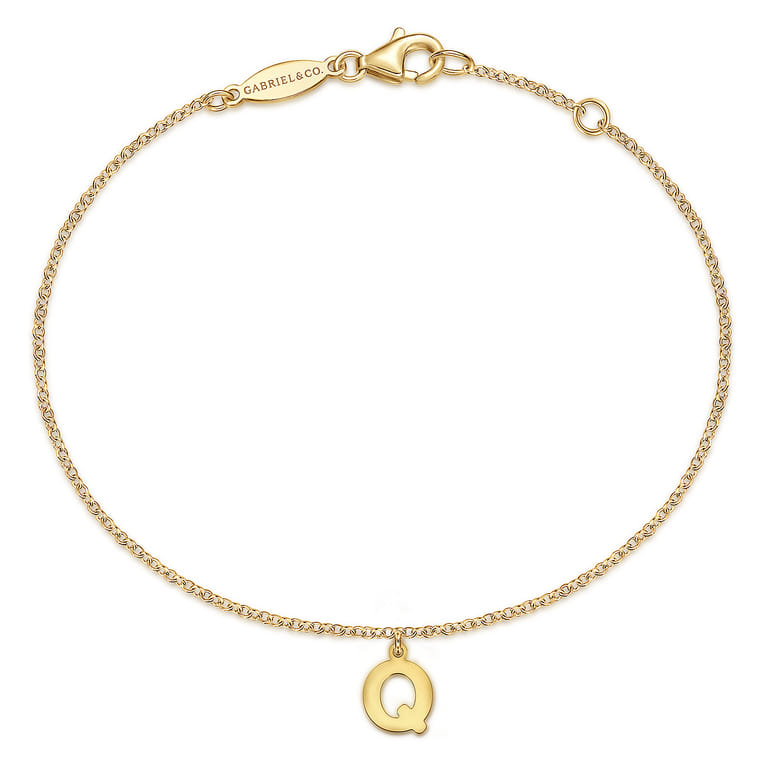 14K Yellow Gold Initial Q Bracelet - Shot 1