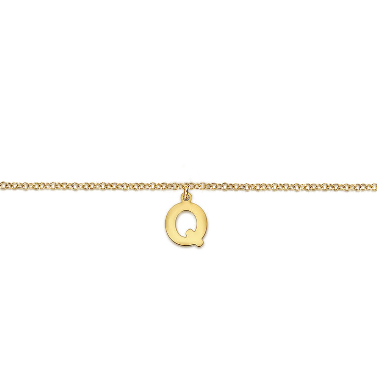 14K Yellow Gold Initial Q Bracelet - Shot 2