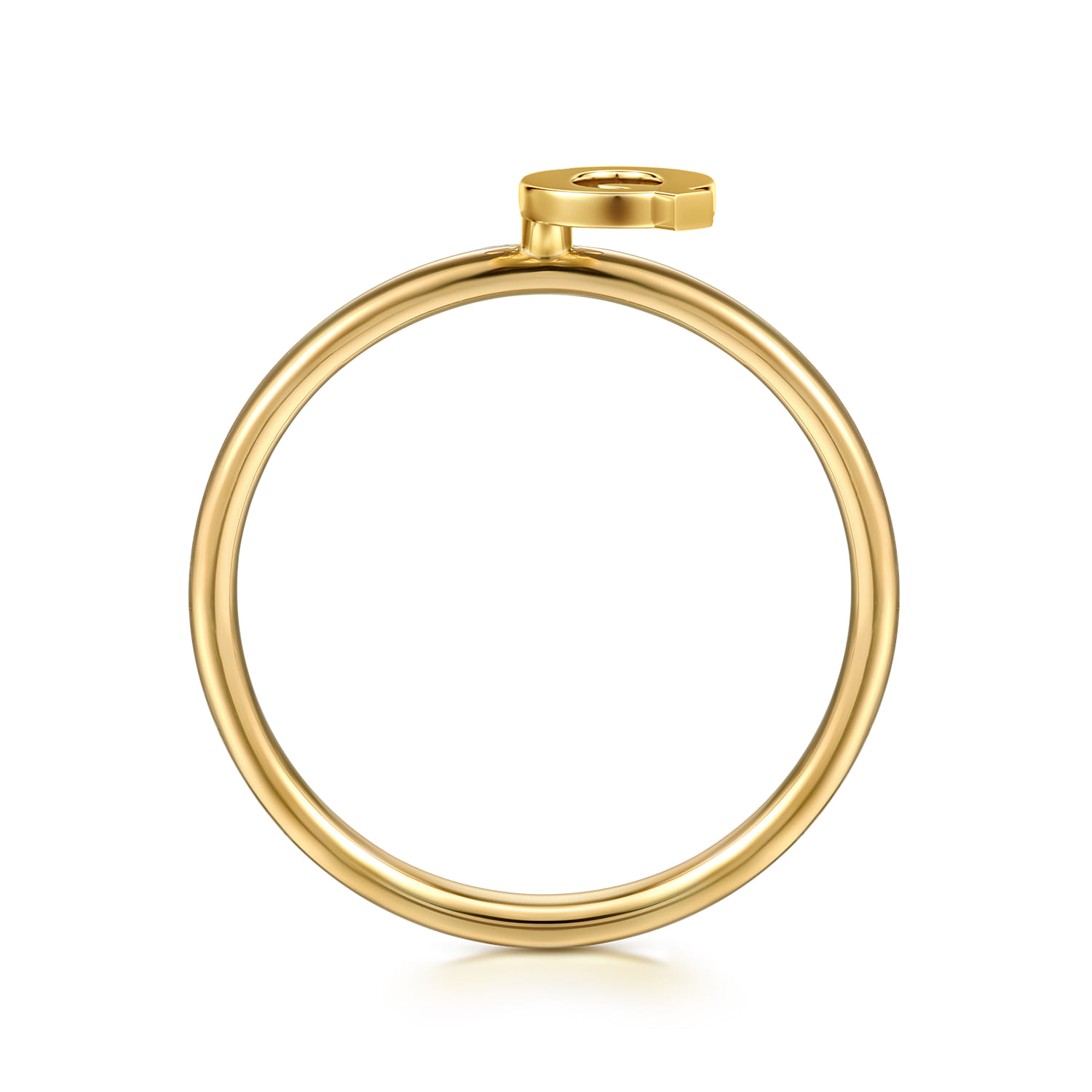 14K Yellow Gold Initial Q Stackable Ring - Shot 2